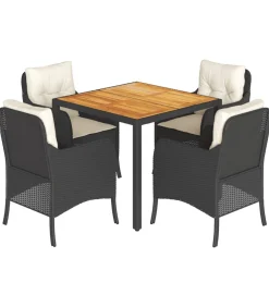 Best 5-delige Tuinset met kussens poly rattan zwart Tuinmeubelen