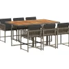 vidaXL 7-delige Tuinset met kussens poly rattan grijs