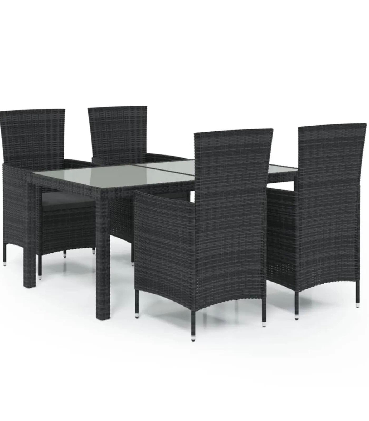 Hot 5-delige Tuinset met kussens poly rattan zwart Tuinmeubelen