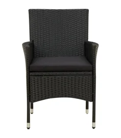 Hot 5-delige Tuinset met kussens poly rattan zwart Tuinmeubelen