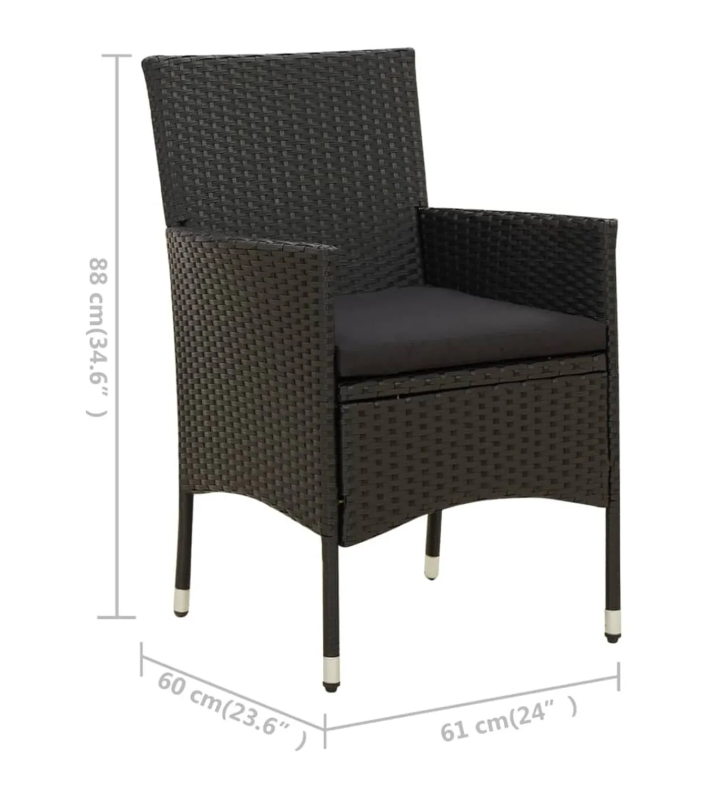 Hot 5-delige Tuinset met kussens poly rattan zwart Tuinmeubelen