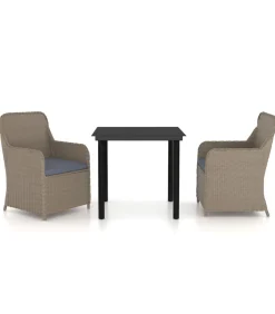 Online 3-delige Tuinset met kussens bruin Tuinmeubelen