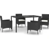vidaXL 5-delige Tuinset met kussens poly rattan zwart