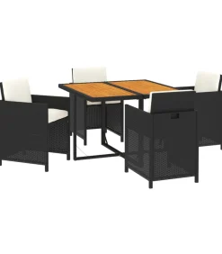 Best 5-delige Tuinset met kussens poly rattan zwart Tuinmeubelen