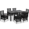 Outlet 7-delige Tuinset poly rattan zwart Tuinmeubelen