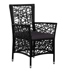 Outlet 7-delige Tuinset poly rattan zwart Tuinmeubelen