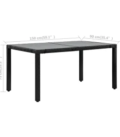 Outlet 7-delige Tuinset poly rattan zwart Tuinmeubelen