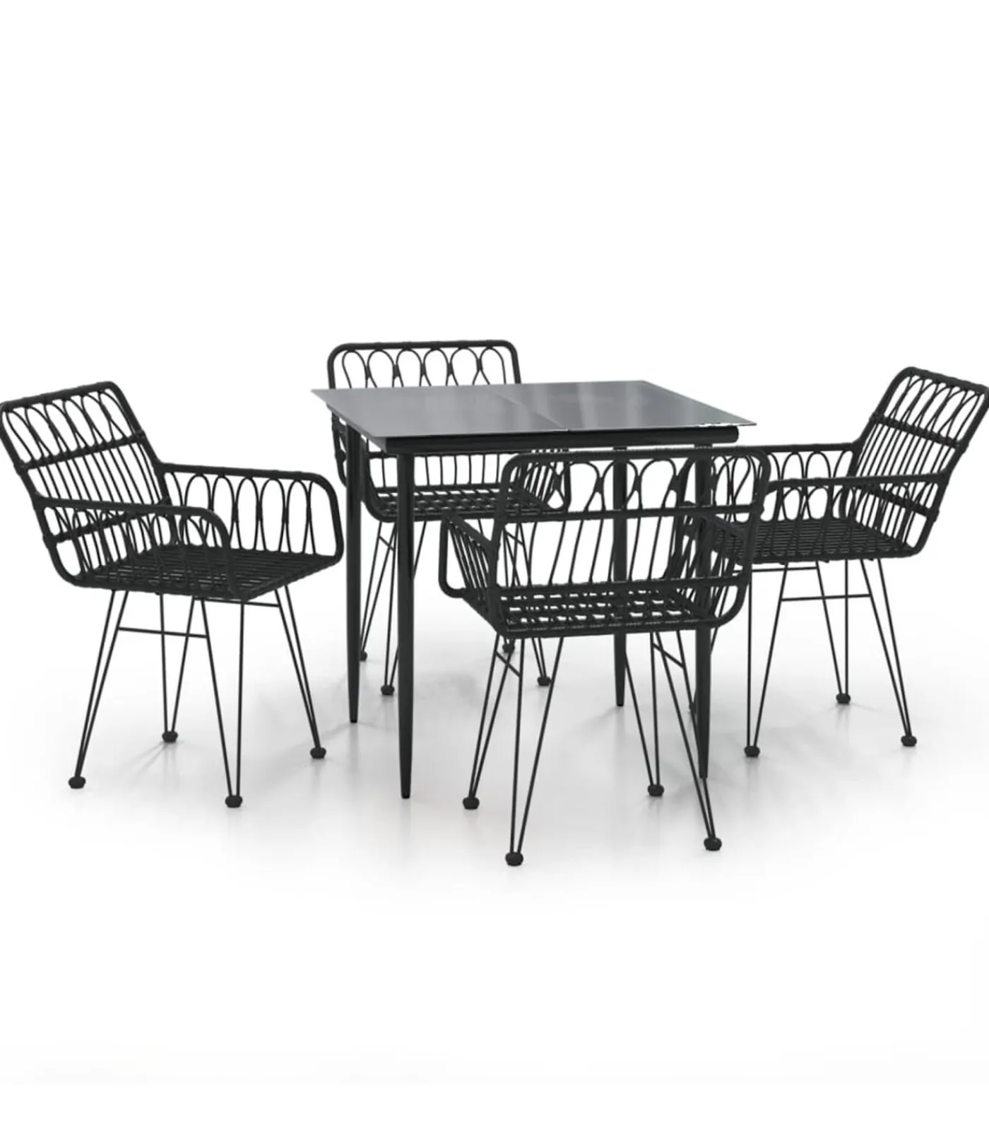 5-delige Tuinset poly rattan zwart Tuinmeubelen