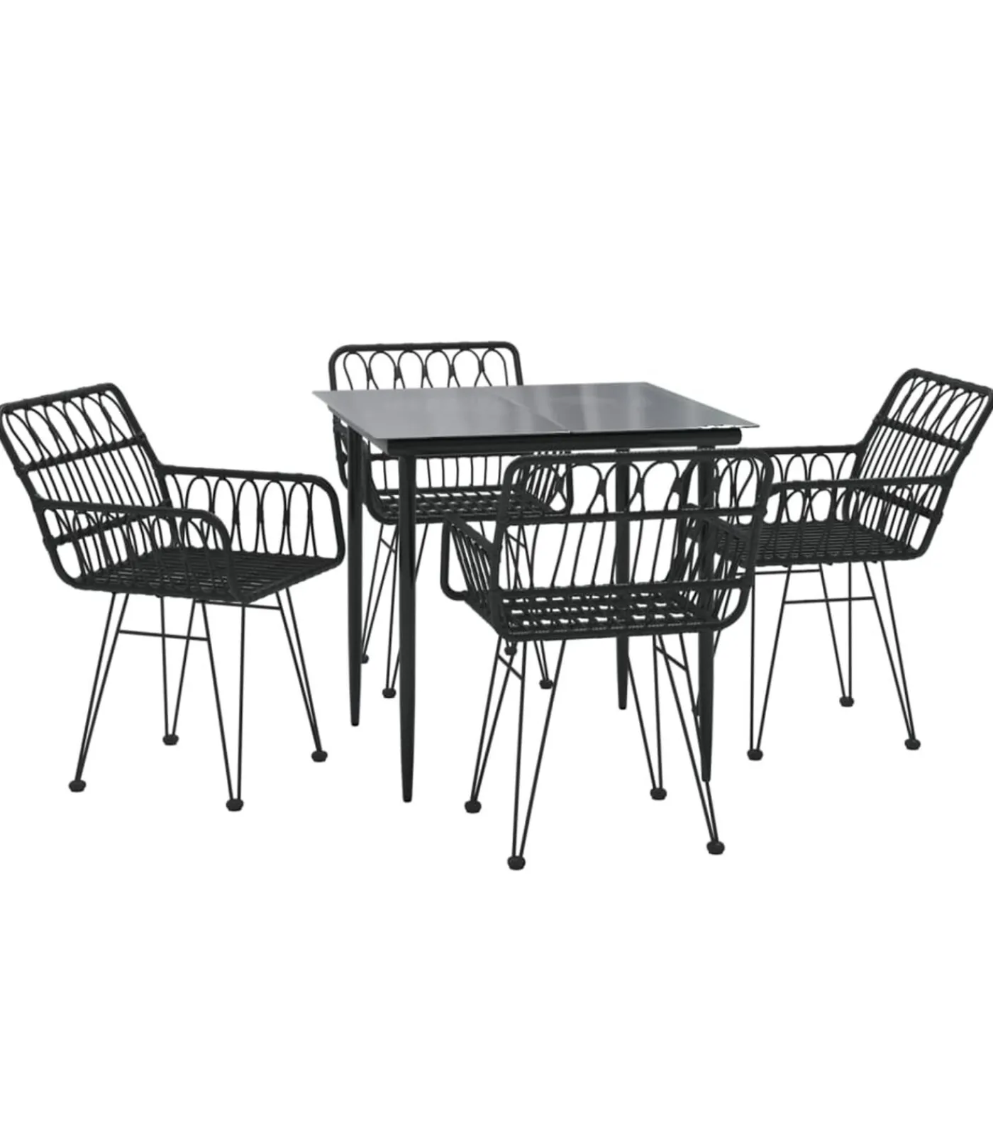 5-delige Tuinset poly rattan zwart Tuinmeubelen