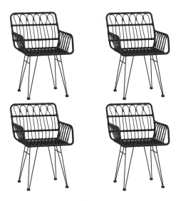 5-delige Tuinset poly rattan zwart Tuinmeubelen