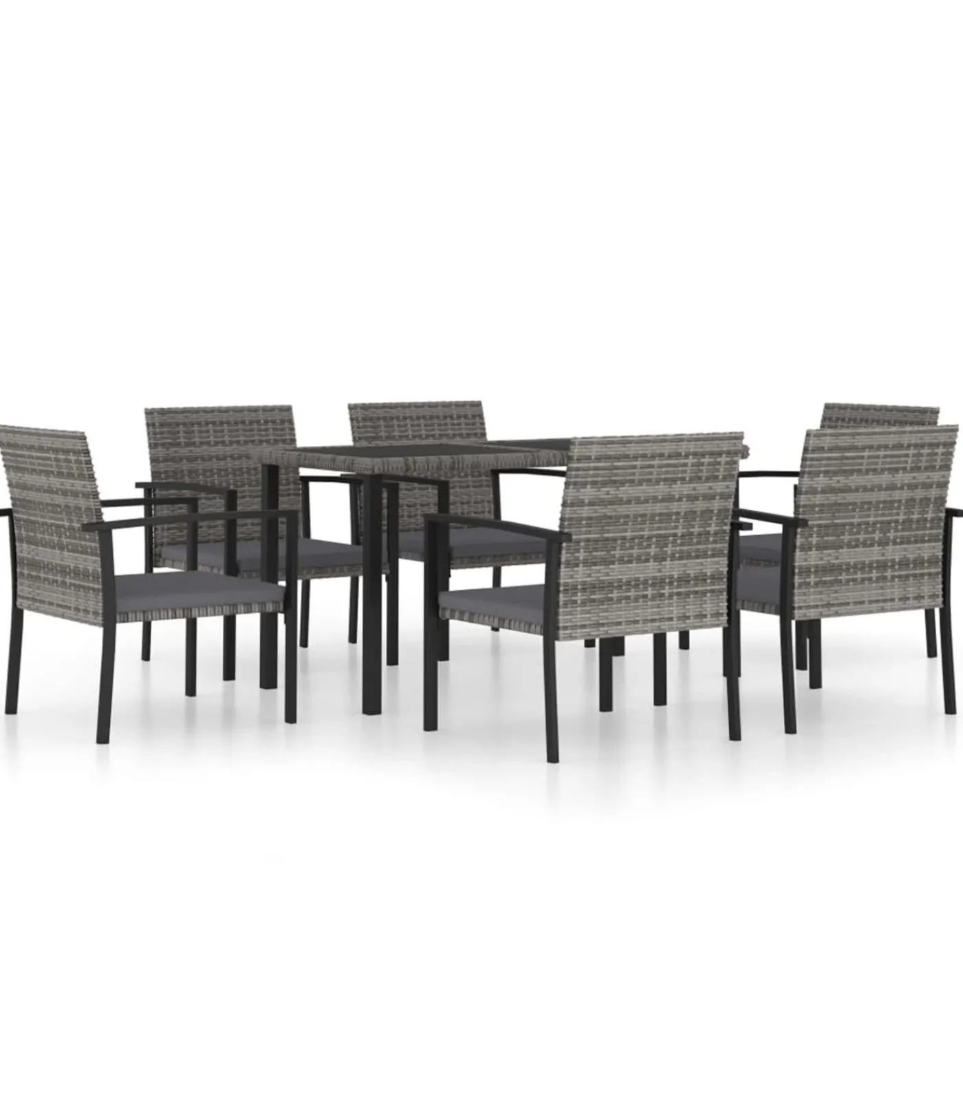 vidaXL 7-delige Tuinset poly rattan grijs