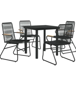 Clearance 5-delige Tuinset PVC-rattan zwart Tuinmeubelen