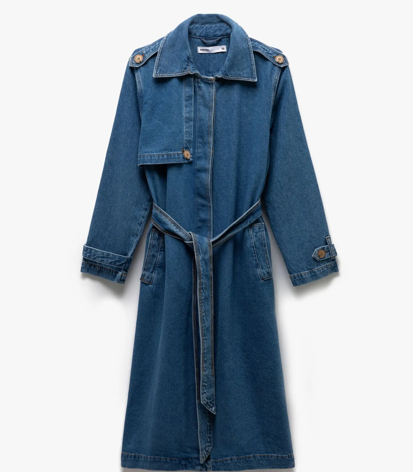 Denim Trenchcoat Lange Mouwen Ceintuur DAMES Jassen