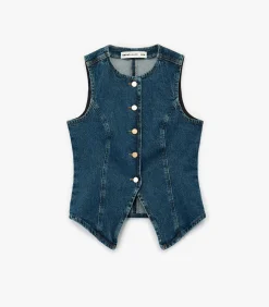 DAMES Koton Denim Yelek Mouwloos met Knoopsluiting