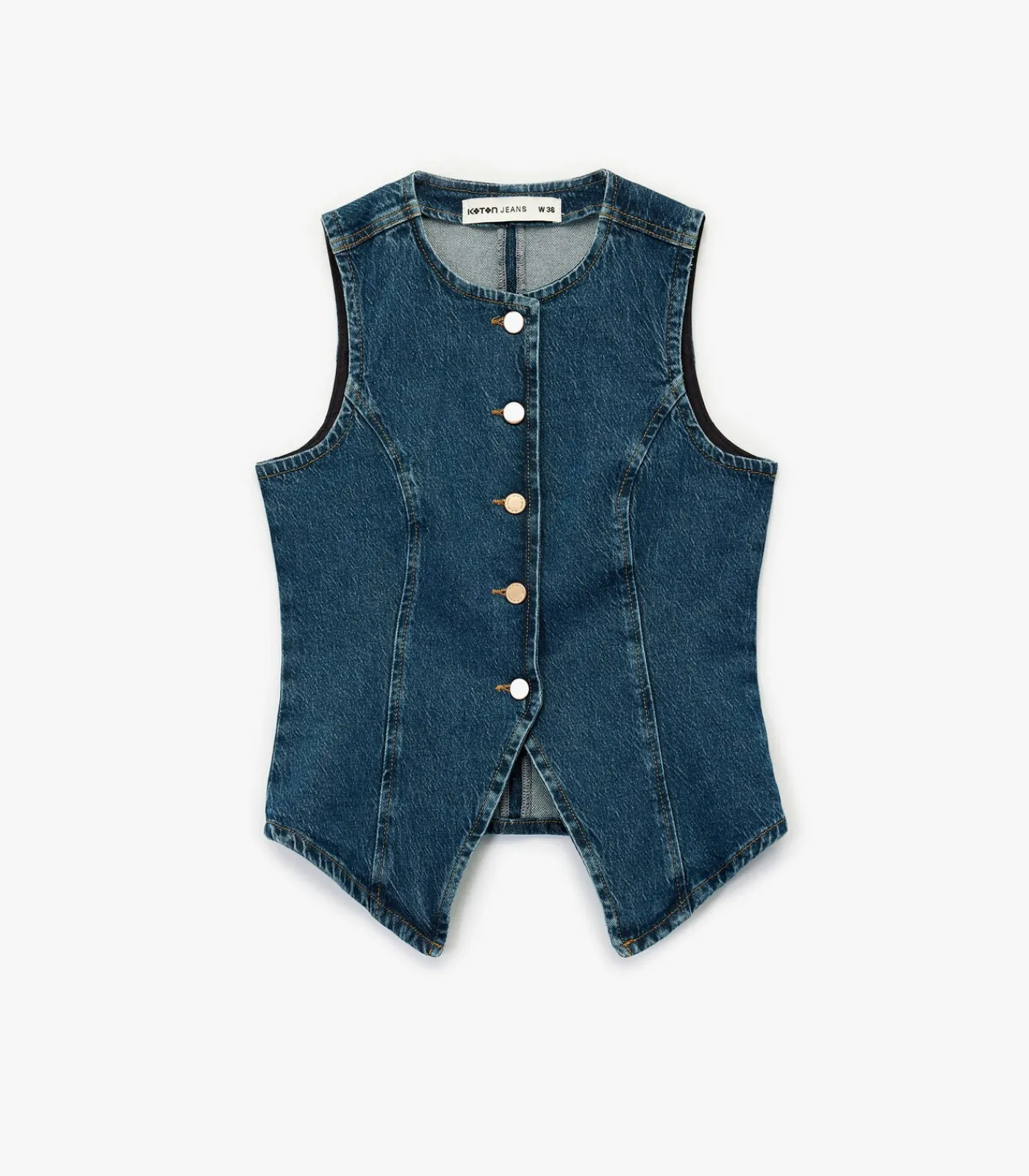 DAMES Koton Denim Yelek Mouwloos met Knoopsluiting