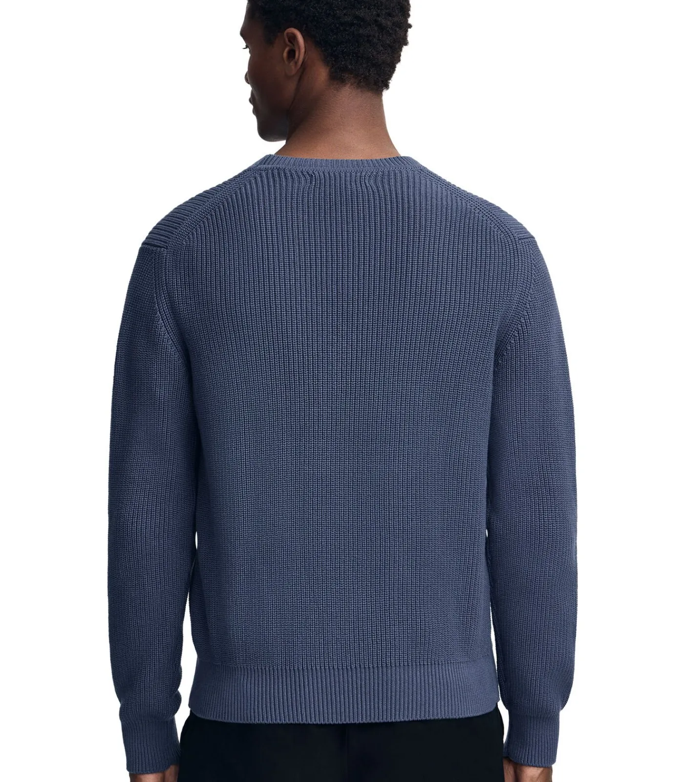 Sale Denimblauwe cardigan met Engelse ribbel en -patch Heren Truien & Cardigans