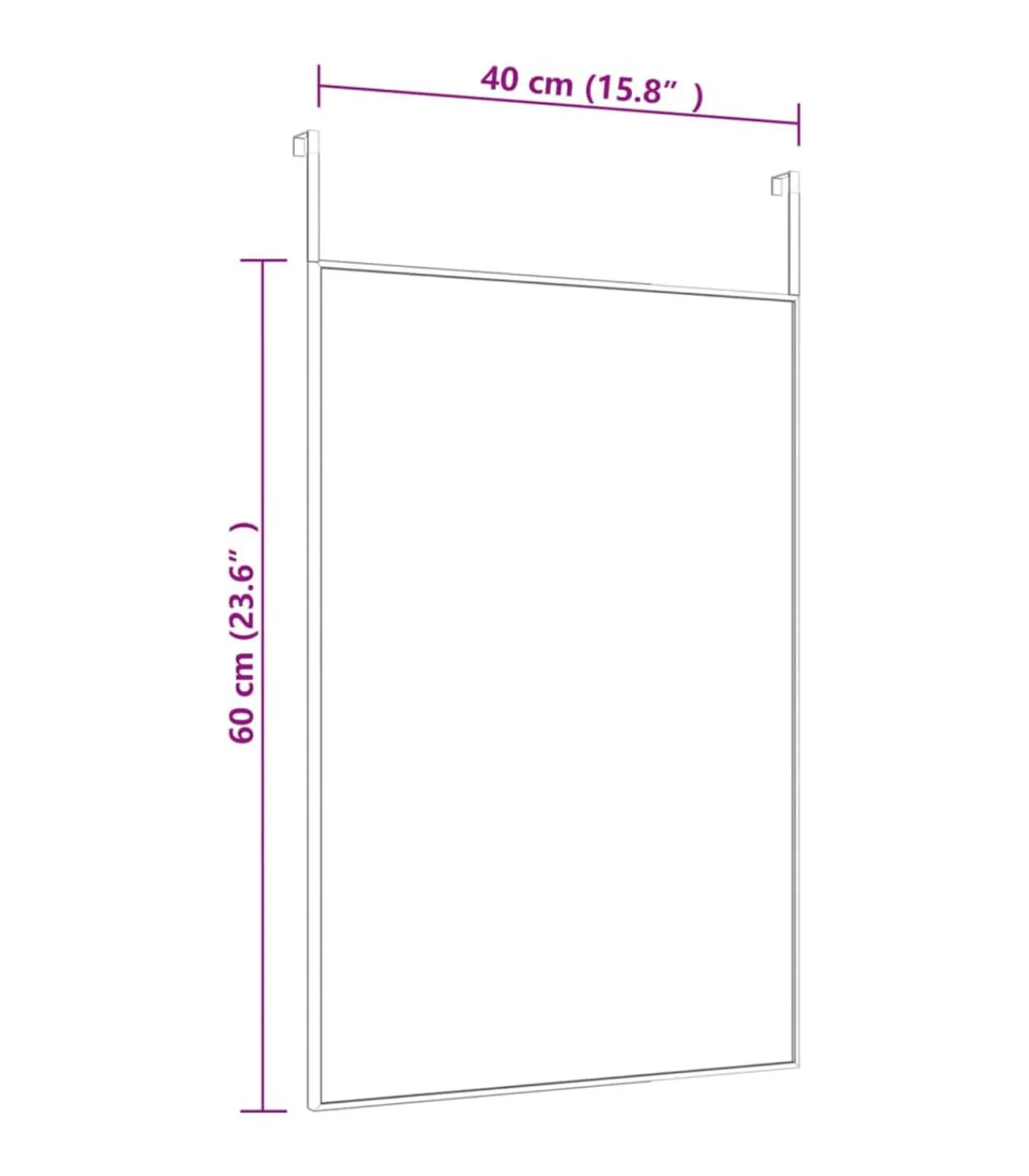 Clearance Deurspiegel 40x60 cm glas en aluminium zwart Spiegels