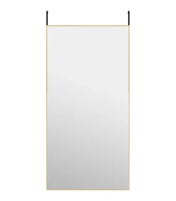 New Deurspiegel 50x100 cm glas en aluminium goudkleurig Spiegels