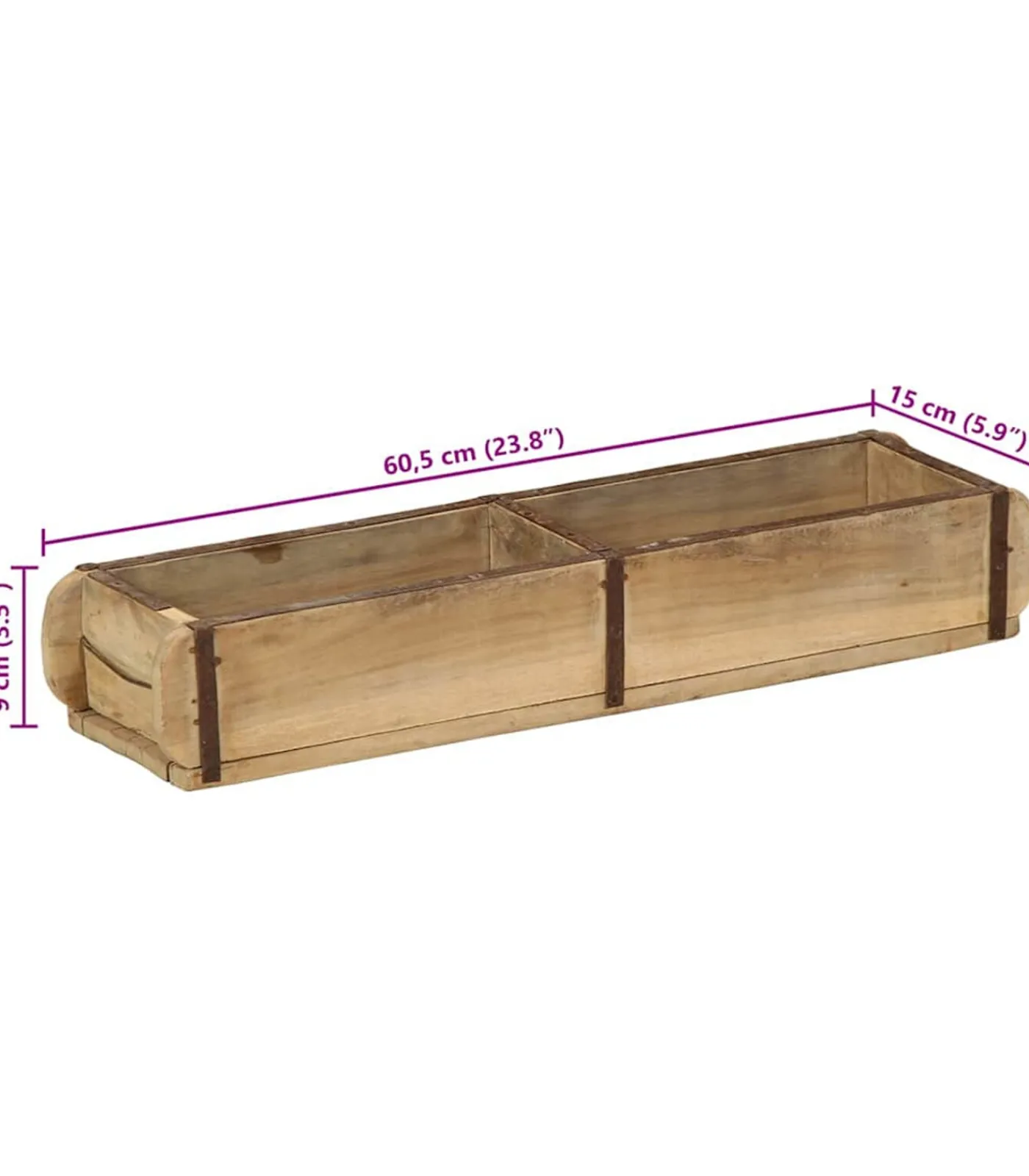 vidaXL Dienblad met opslag 4 pcs Bruin 60.5 x 15 x 9 cm