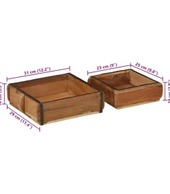 vidaXL Dienblad met opslag 2 pcs Bruin 31 x 29 x 10 cm