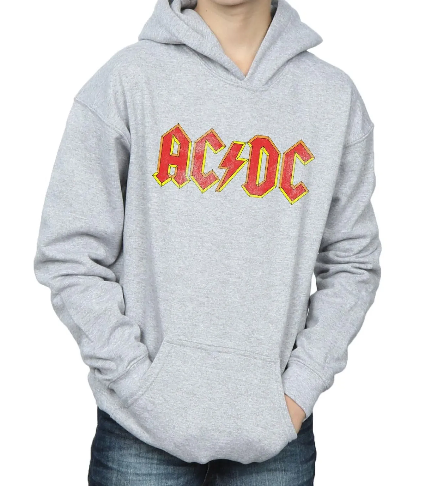 Kinderen AC/DC DISTRESSED LOGO - Trui met kap - Grijs