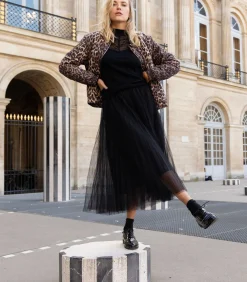 New DJUDY - Geplooide tule rok tot op de helft met een vloeiende drapering DAMES Rokken