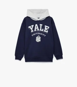 Online Donkerblauwe Kindertrui Met Kap Yale Print Kinderen Truien & Vesten