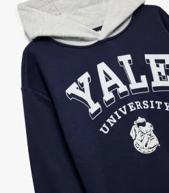 Online Donkerblauwe Kindertrui Met Kap Yale Print Kinderen Truien & Vesten