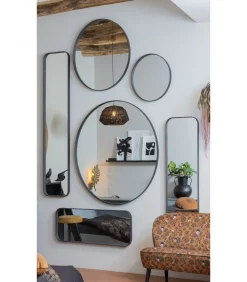 WOOOD Doutzen Spiegel - Metaal - Zwart - 170x40x5