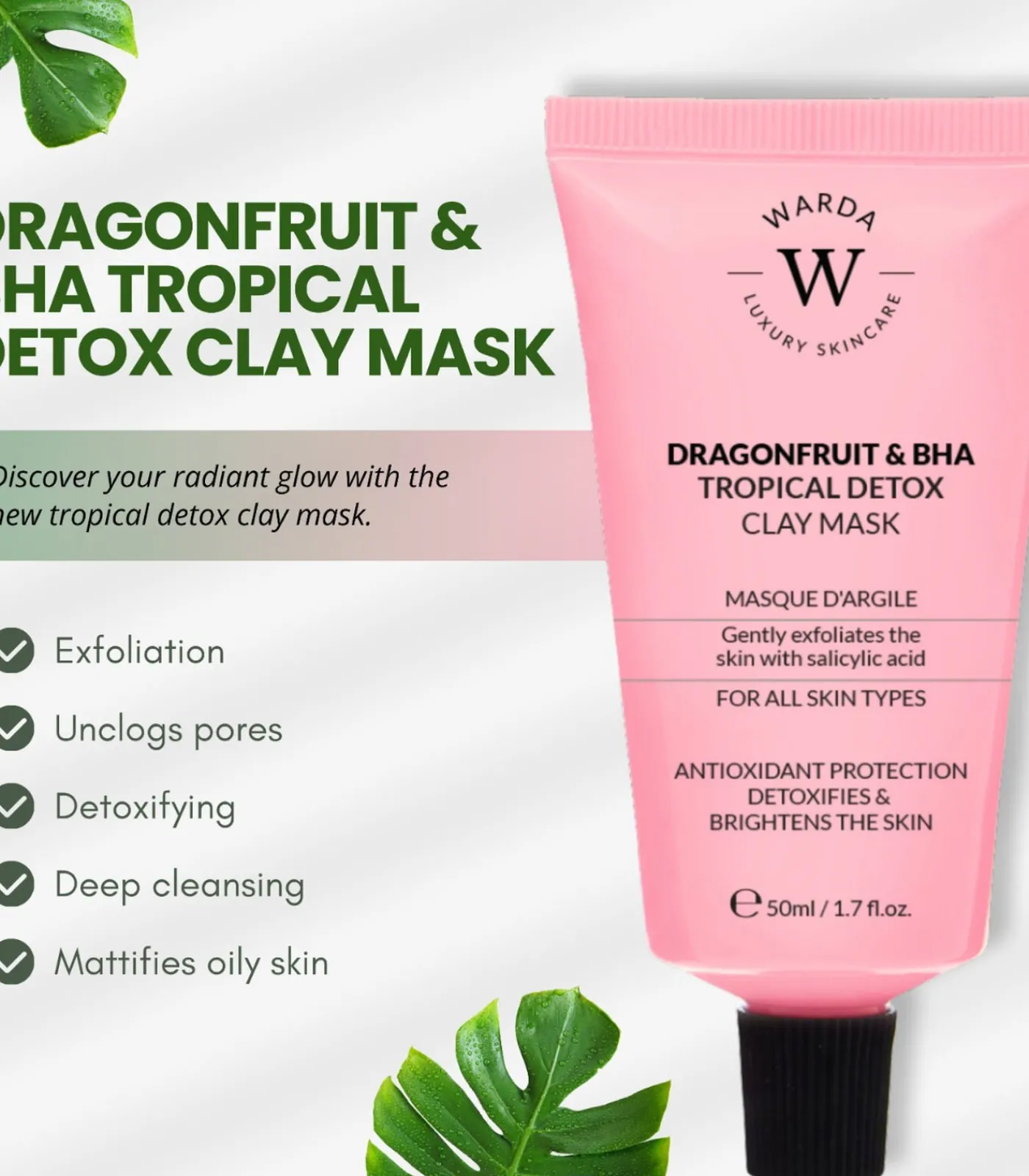 DRAGONFRUIT & BHA TROPISCH DETOX KLEIMASKER Skincare