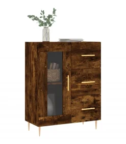 vidaXL Dressoir 69,5x34x90 cm bewerkt hout gerookt eikenkleurig