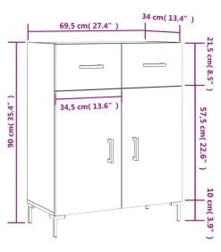New Dressoir 69,5x34x90 cm bewerkt hout hoogglans wit Meubels
