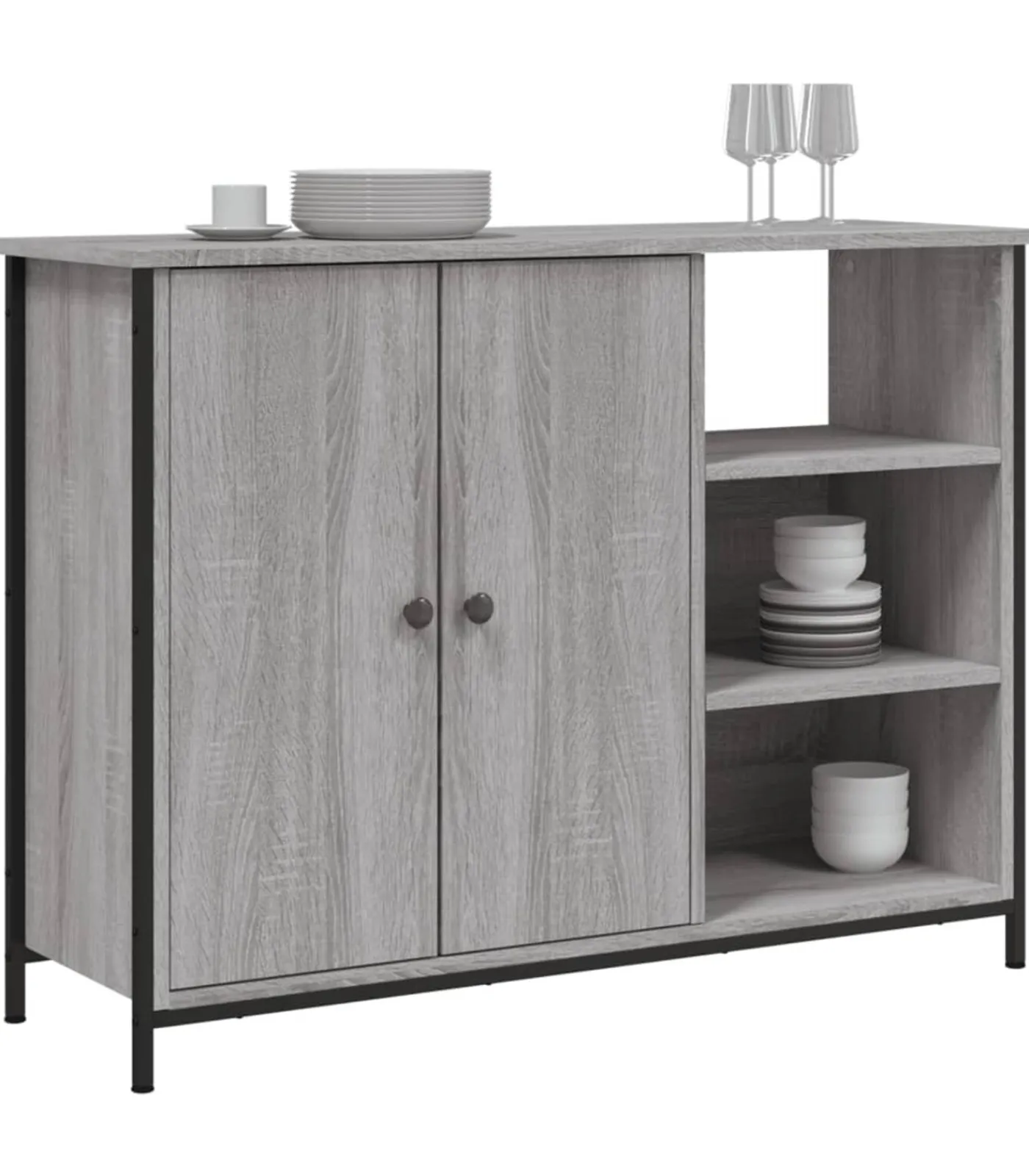 Outlet Dressoir 100x33x75 cm bewerkt hout grijs sonoma Meubels