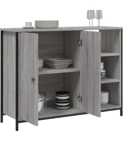 Outlet Dressoir 100x33x75 cm bewerkt hout grijs sonoma Meubels