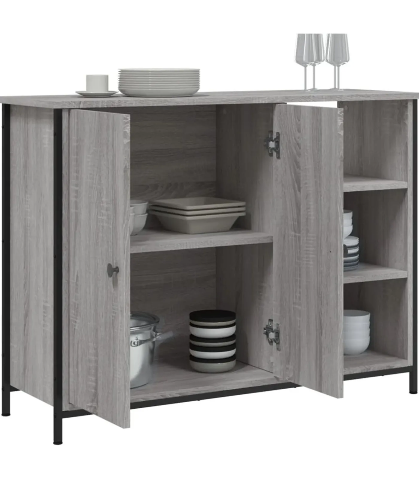 Outlet Dressoir 100x33x75 cm bewerkt hout grijs sonoma Meubels