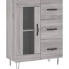 vidaXL Dressoir 69,5x34x90 cm bewerkt hout grijs sonoma eikenkleurig