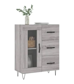 vidaXL Dressoir 69,5x34x90 cm bewerkt hout grijs sonoma eikenkleurig