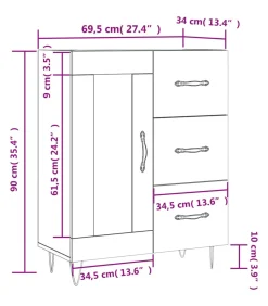 vidaXL Dressoir 69,5x34x90 cm bewerkt hout grijs sonoma eikenkleurig
