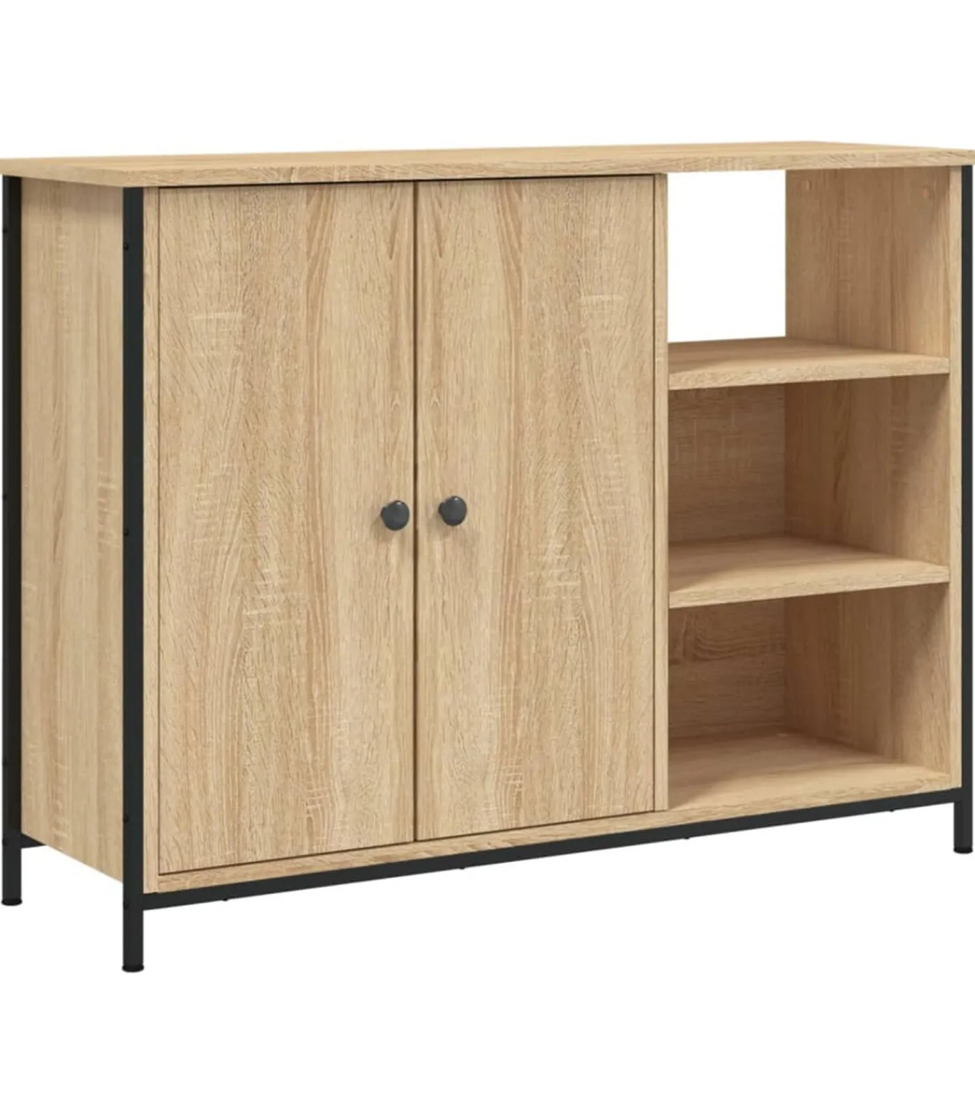 New Dressoir 100x33x75 cm bewerkt hout sonoma eikenkleurig Meubels