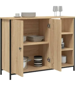 New Dressoir 100x33x75 cm bewerkt hout sonoma eikenkleurig Meubels
