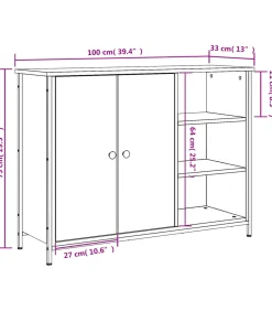 New Dressoir 100x33x75 cm bewerkt hout sonoma eikenkleurig Meubels