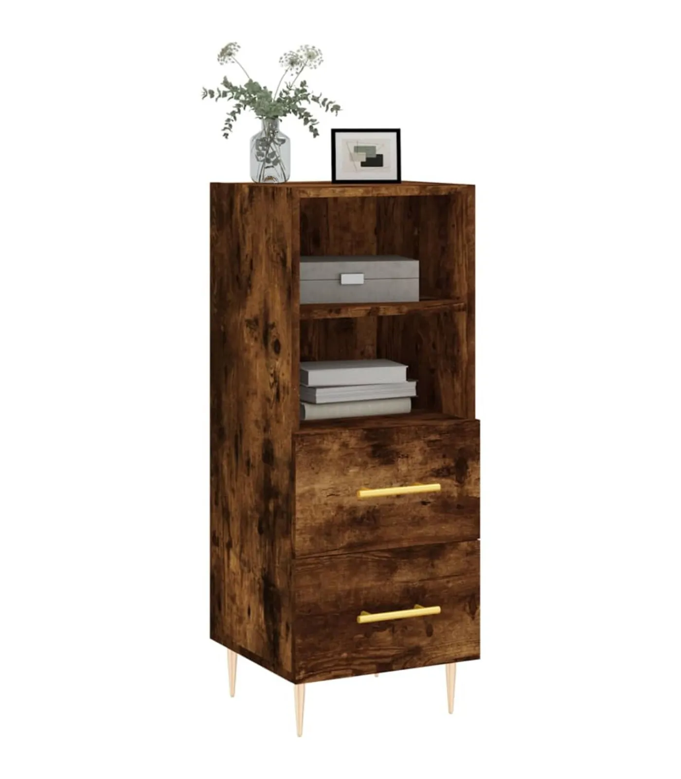 vidaXL Dressoir 34,5x34x90 cm bewerkt hout gerookt eiken