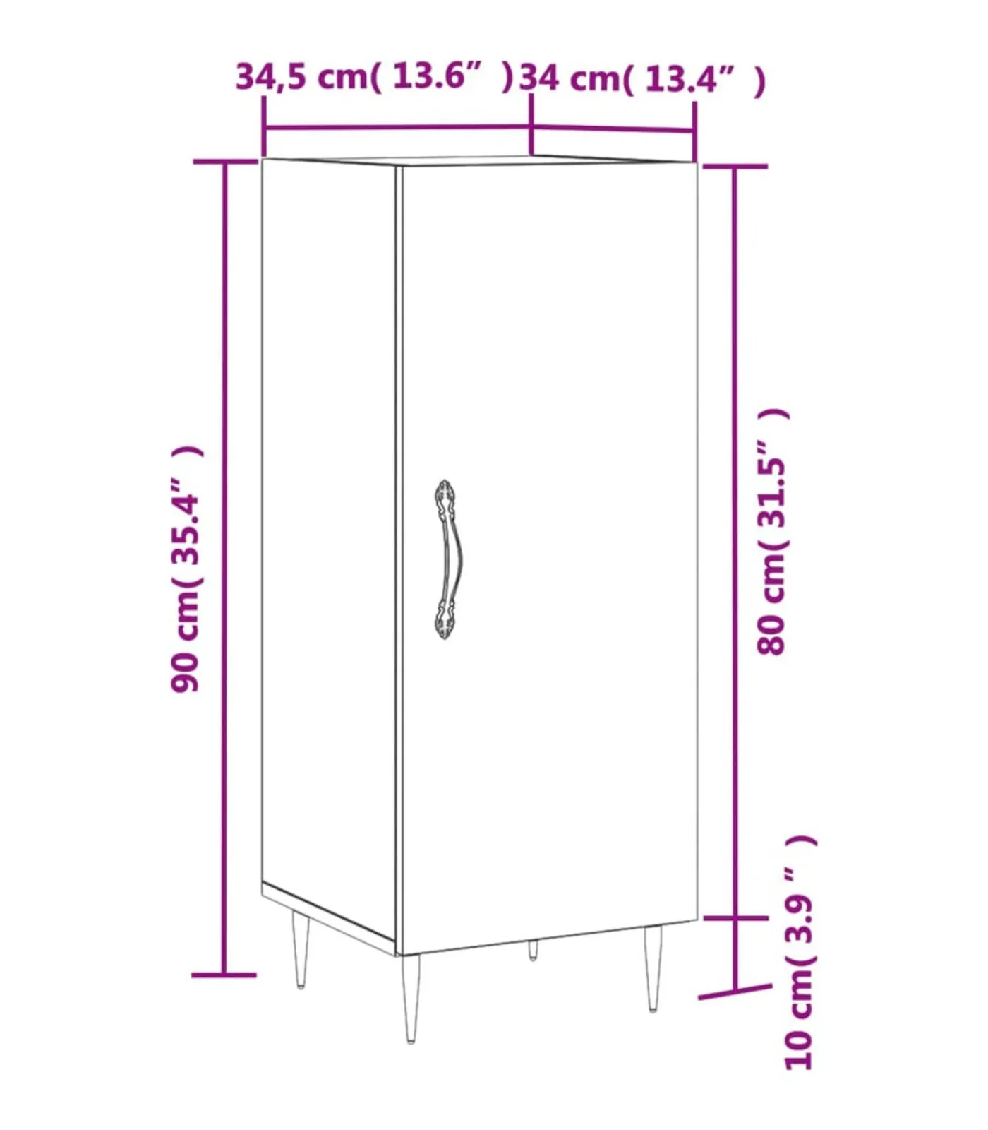 Best Dressoir 34,5x34x90 cm bewerkt hout bruin eikenkleur Meubels