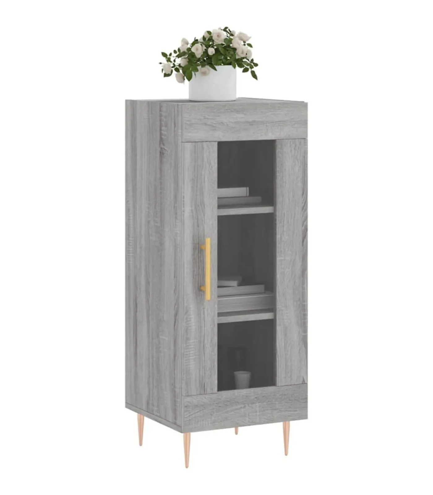 vidaXL Dressoir 34,5x34x90 cm bewerkt hout grijs sonoma eikenkleurig