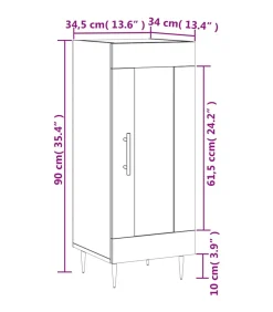 vidaXL Dressoir 34,5x34x90 cm bewerkt hout grijs sonoma eikenkleurig