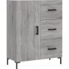 vidaXL Dressoir 69,5x34x90 cm bewerkt hout grijs sonoma eikenkleurig