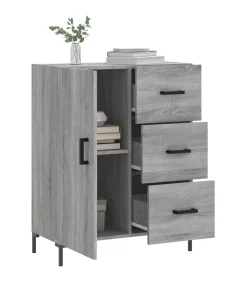 vidaXL Dressoir 69,5x34x90 cm bewerkt hout grijs sonoma eikenkleurig
