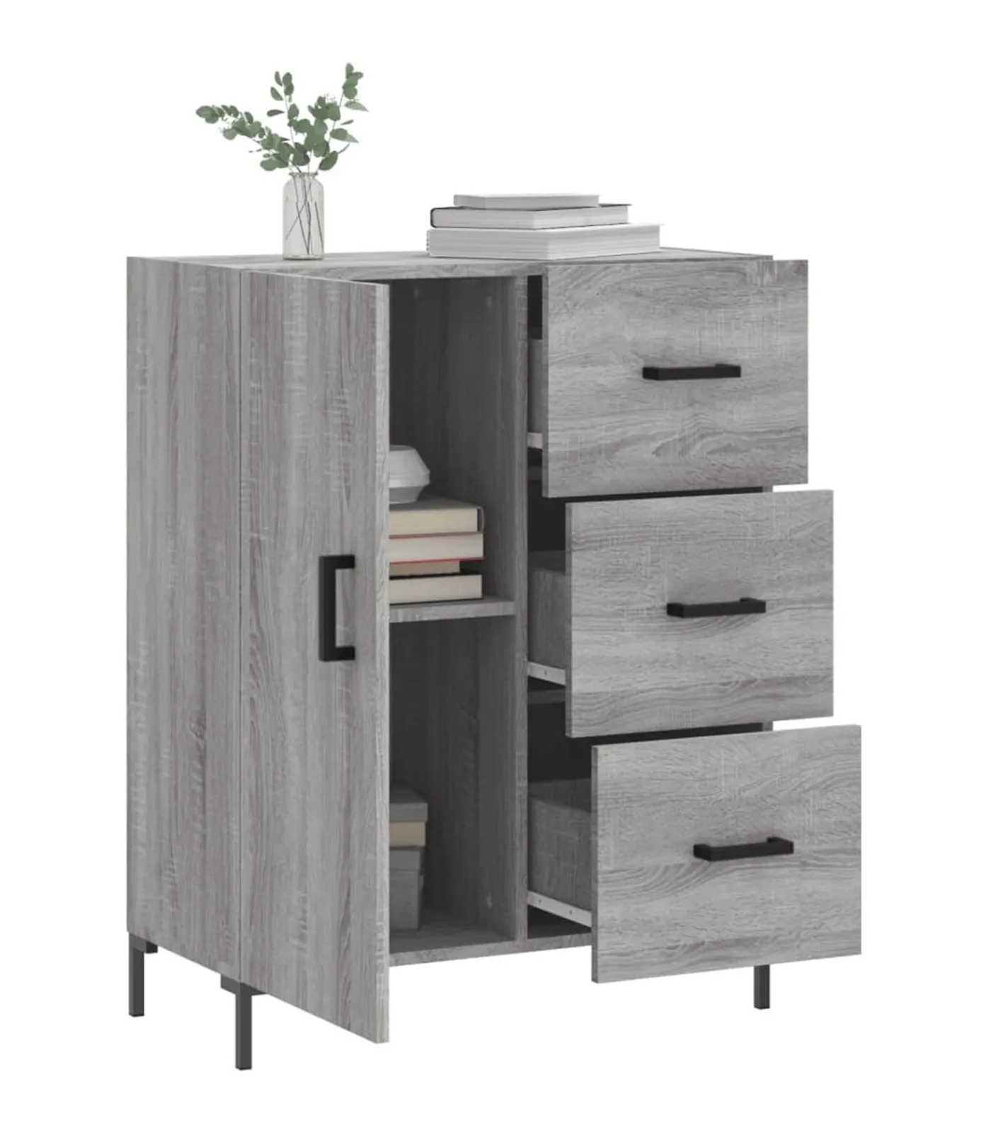 vidaXL Dressoir 69,5x34x90 cm bewerkt hout grijs sonoma eikenkleurig