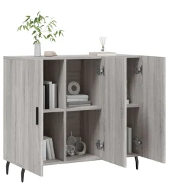 vidaXL Dressoir 90x34x80 cm bewerkt hout grijs sonoma eikenkleurig
