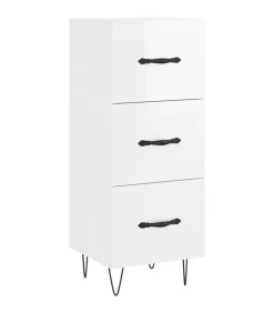 vidaXL Dressoir 34,5x34x90 cm bewerkt hout hoogglans wit